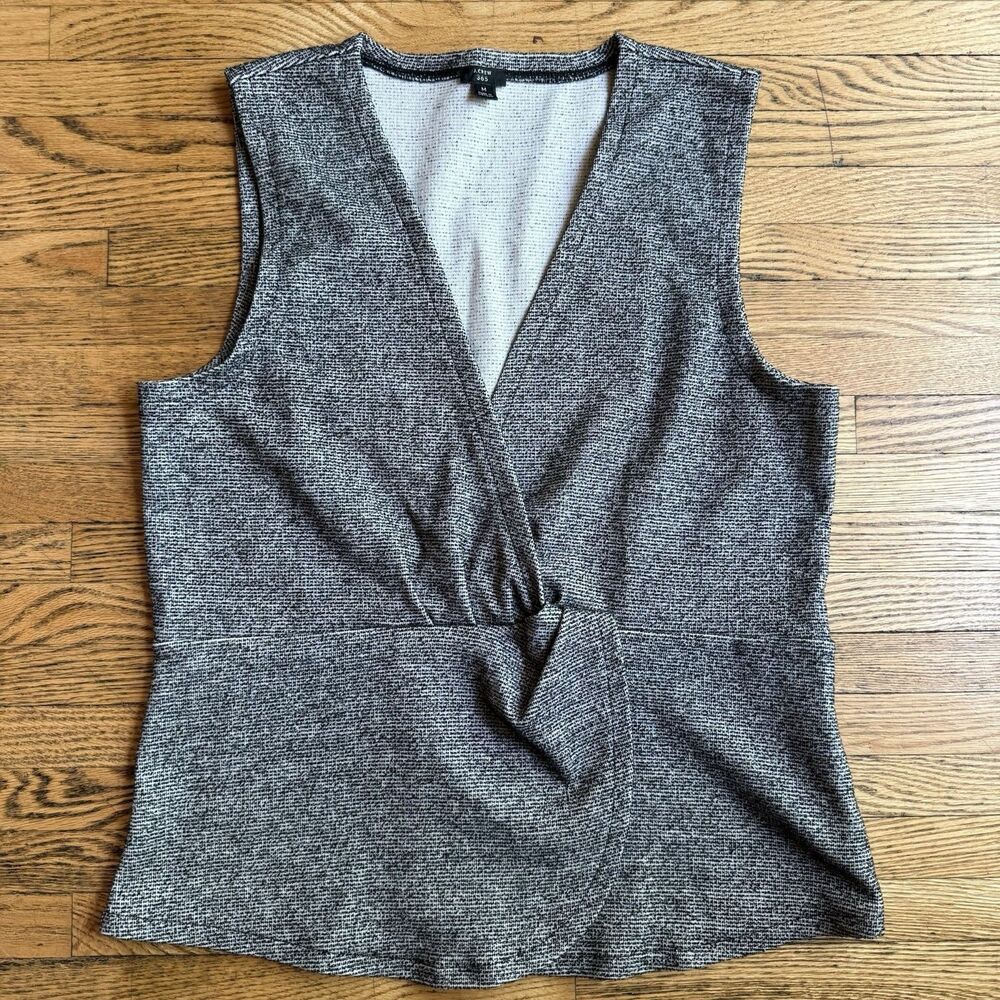 J Crew 365 Sleeveless Top Womens M Gray Boucle Twist Front Office Career Basic